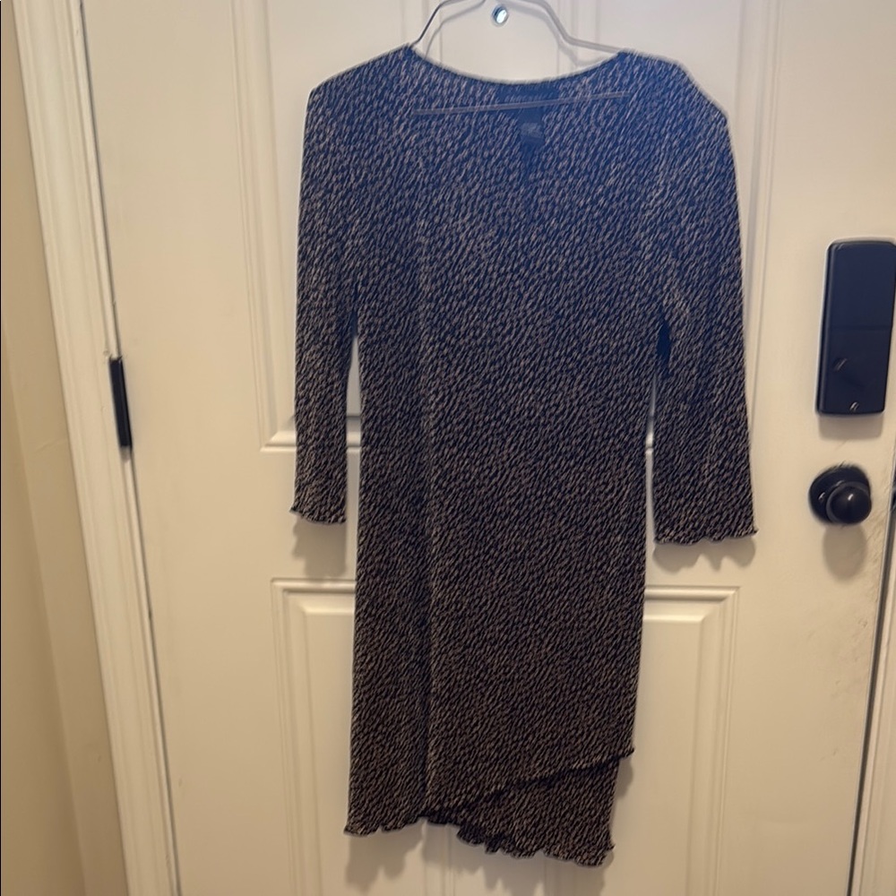 Connected Apparel Blue Silver Long Sleeve Cocktail Dress